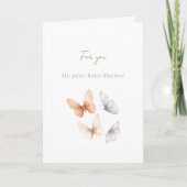 Perzik Blauwe Vlinders Baby Shower Kaart (Voorkant)