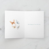 Perzik Blauwe Vlinders Baby Shower Kaart (Binnen)