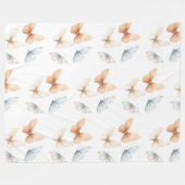 Perzik Blauwe Vlinders  Fleece Deken (Voorkant (Horizontaal))