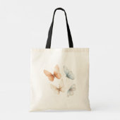 Perzik Blauwe Vlinders Geluk Liefde Vreugde Tote Bag (Achterkant)