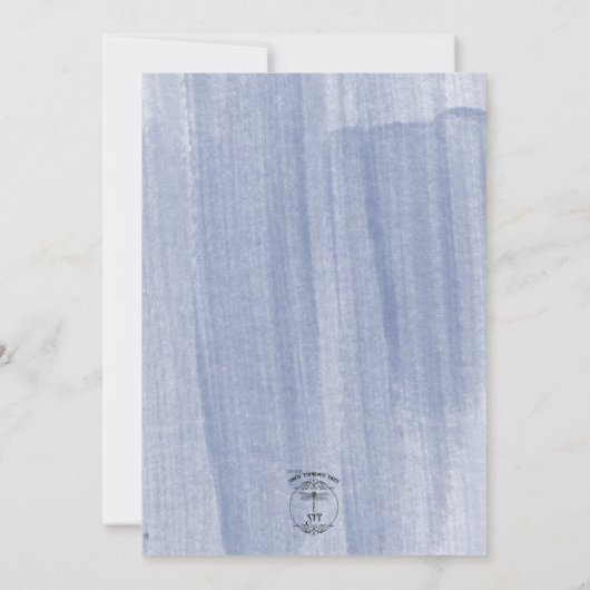 Perzik & Blauwe Waterverf Bloemen Lijst Bruiloft Kaart (Achterkant)