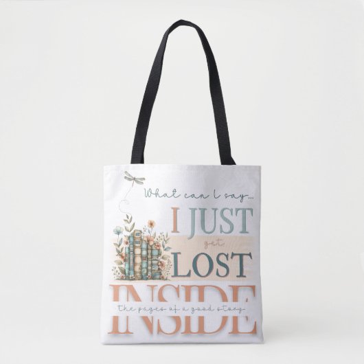 Perzik Blauwgroen Bookish Romance Book Lovers Sign Tote Bag (Voorkant)