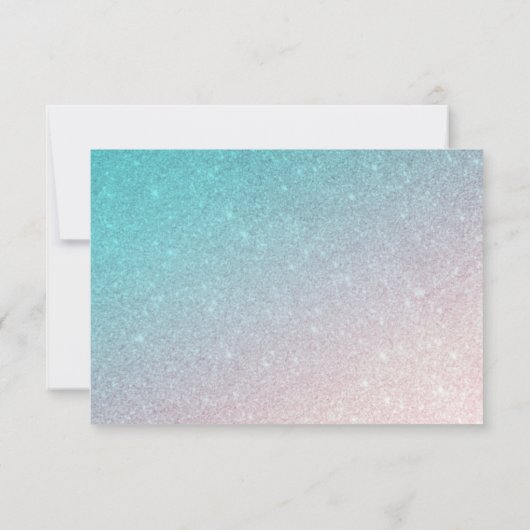 *~* Perzik + Blauwgroen Glitter Beach AR4 bruiloft RSVP Kaartje (Achterkant)