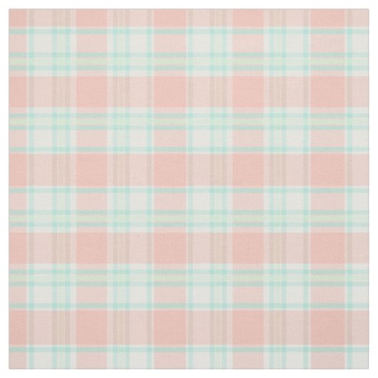 Perzik Blauwgroen Green Plaid Stof (Swatch)