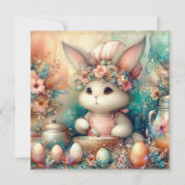 Perzik Blauwgroen Waterverf Schattige Chef Paashaa Feestdagenkaart (Voorkant)