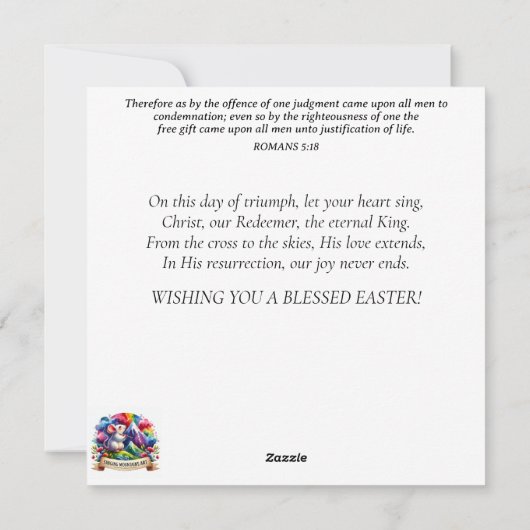 Perzik Blauwgroen Waterverf Schattige Chef Paashaa Feestdagenkaart (Achterkant)