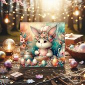 Perzik Blauwgroen Waterverf Schattige Chef Paashaa Feestdagenkaart