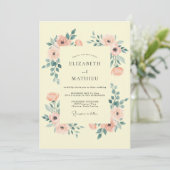 Perzik Blissful Meadow Bruiloft Kaart (Staand voorkant)