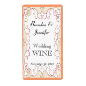 Perzik bloeien bruiloft mini wijn labels (Voorkant)