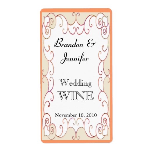 Perzik bloeien bruiloft mini wijn labels