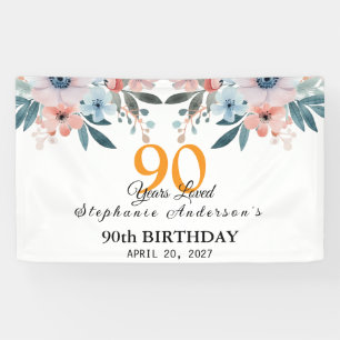Perzik Bloem 90ste Verjaardag 90 Jaar Geliefd Bann Spandoek