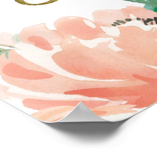 Perzik bloem bruidsshower fotohokje lijst poster (Hoek)