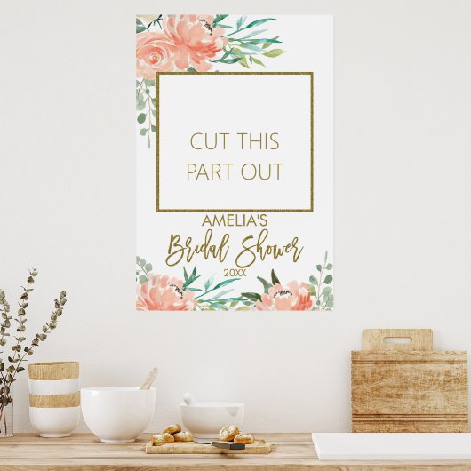 Perzik bloem bruidsshower fotohokje lijst poster (Keuken)