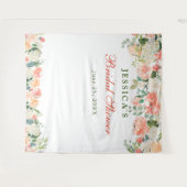 Perzik Bloem Bruiloft Bridal Shower Fotobooth Acht Wandkleed (Voorkant (horizontaal))