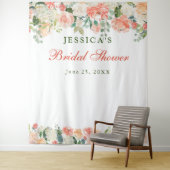 Perzik Bloem Bruiloft Bridal Shower Fotobooth Acht Wandkleed (In situ)