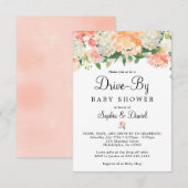  perzik bloem drive-by Baby shower uitnodigen Kaart (Voorkant / Achterkant)