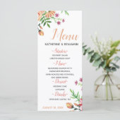 Perzik Bloem Moderne Trouwmenu Menu (Staand voorkant)