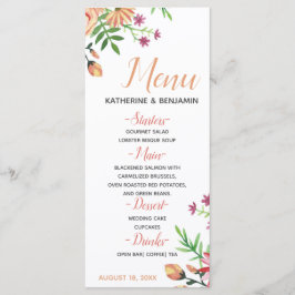 Perzik Bloem Moderne Trouwmenu Menu