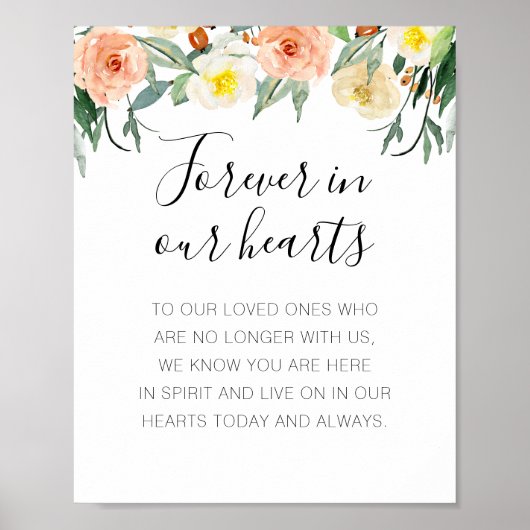 Perzik Bloem Onsterfelijk In Ons Hart Herdenking Poster (Voorkant)