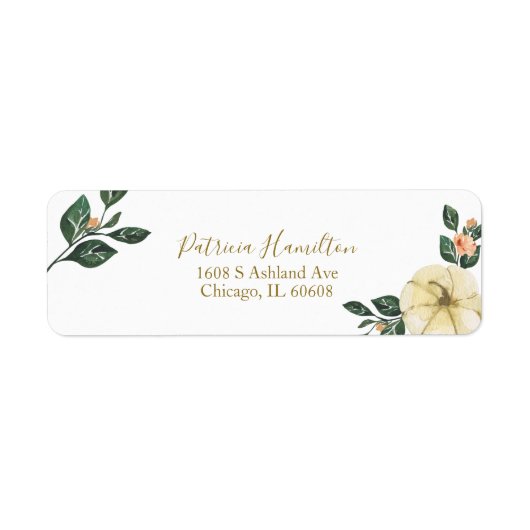 Perzik Bloem Pompoen Herfst Bruidsfeest Label (Voorkant)