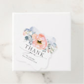 Perzik Bloem Stoffig Blauw Bruiloft Dank u Bedankjes Labels (In situ)