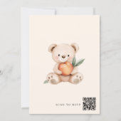 Perzik Bloem Teddybeer Babyshower Uitnodiging (Achterkant)