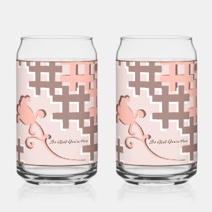Perzik Bloem Trellis Glas