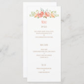 Perzik bloem waterverf bruiloft menu (Voorkant / Achterkant)