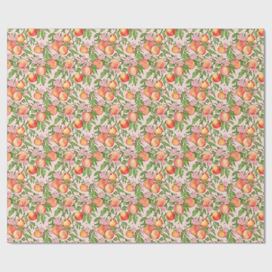 Perzik Bloem Waterverf Cadeauverpakking Cadeaupapier (Vlak)