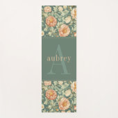  perzik bloemaal William Morris Monogram Yogamat (Voorkant)