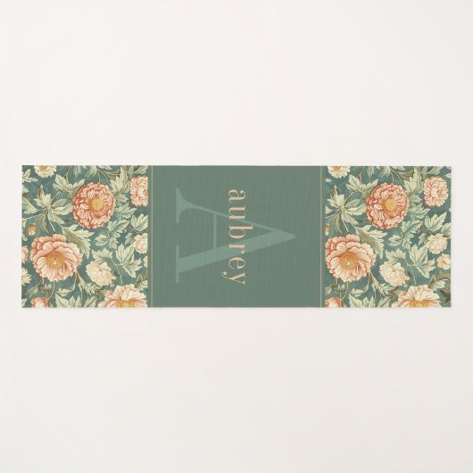  perzik bloemaal William Morris Monogram Yogamat (Voorkant (horizontaal))