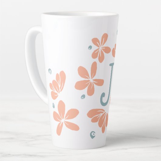 Perzik bloemblaadje Initiaal Mok (Linkerhoek)