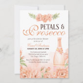 Perzik bloemblaadjes & Prosecco Vrijgezellenfeest Kaart (Voorkant)