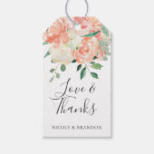 Perzik Bloemboeket Trouw Dank Je Favor Cadeaulabel (Voorkant)