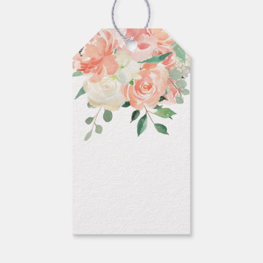 Perzik Bloemboeket Trouw Dank Je Favor Cadeaulabel (Achterkant)