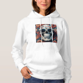 Perzik Bloemen 3D Dode schedel dragen zonnebril Hoodie