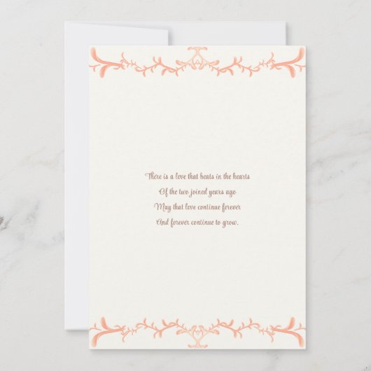 Perzik Bloemen 50e bruiloft Jubileum Kaart (Achterkant)