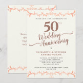 Perzik Bloemen 50e bruiloft Jubileum Kaart (Voorkant / Achterkant)