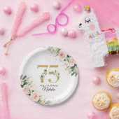 Perzik Bloemen 75e Verjaardag Papier Borden Papieren Bordje (Feest)