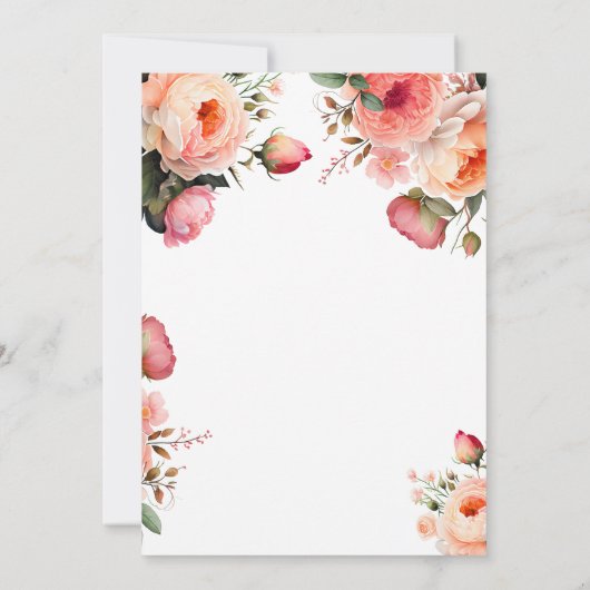 Perzik Bloemen 90ste Verjaardag Uitnodiging (Achterkant)