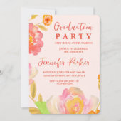 perzik bloemen afstudeerfeest uitnodiging (Voorkant)