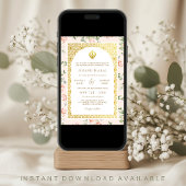 Perzik Bloemen Anand Karaj Punjabi Sikh Bruiloft Kaart