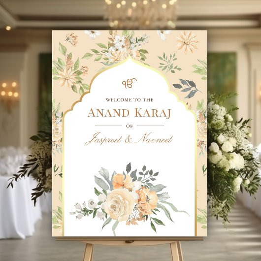 Perzik Bloemen Anand Karaj Sikh Bruiloft Welkomstb Poster