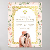 Perzik Bloemen Anand Karaj Sikh Bruiloft Welkomstb Poster (Voorkant)