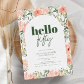 Perzik Bloemen Arch Trendy Moderne 50e Verjaardag Kaart