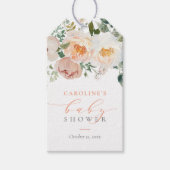 Perzik Bloemen Baby in Bloom Meisje Baby shower Cadeaulabel (Voorkant)