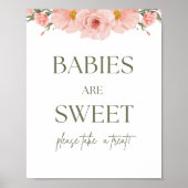 Perzik Bloemen Baby shower Baby's zijn zoet Poster (Voorkant)