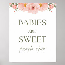 Perzik Bloemen Baby shower Baby's zijn zoet Poster