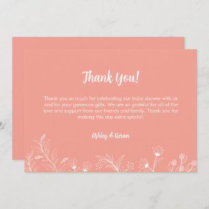 Perzik Bloemen  Baby shower Bedankkaart