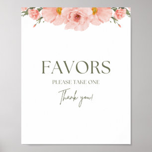 Perzik Bloemen Baby shower Favorieten Poster